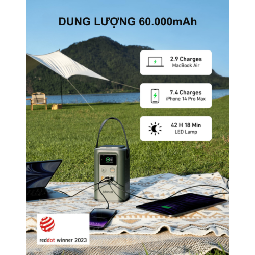Anker A1294 - Pin Sạc Dự Phòng Anker 548 dung lượng 60000mAh, 192Wh, 2 USB-A, 2 USB-C, 87W, có quai xách, đèn SOS đi kèm - Hình ảnh 3