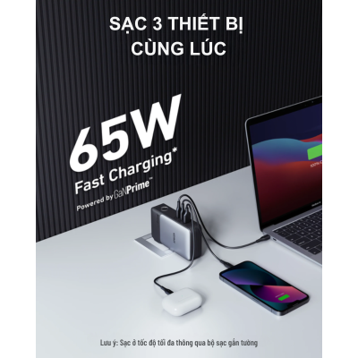 Anker A1651 - Pin Sạc dự phòng Anker 733 Fusion dung lượng 10000mAh 65w, GaNPrime PD/IQ4.0 - Anker A1651 – Pin sạc dự phòng Anker 733 Fusion kết hợp hoàn hảo giữa sạc tường 65W và pin di động 10.000mAh. Sử dụng công nghệ GaNPrime tiên tiến cùng PowerIQ 4.0, sản phẩm hỗ trợ sạc nhanh tối ưu cho 3 thiết bị cùng lúc qua 2 cổng USB-C và 1 cổng USB-A. Thiết kế nhỏ gọn, tiện lợi, phù hợp cho điện thoại, máy tính bảng và laptop. Độ bền cao với ActiveShield 2.0 đảm bảo an toàn và kiểm soát nhiệt độ hiệu quả.