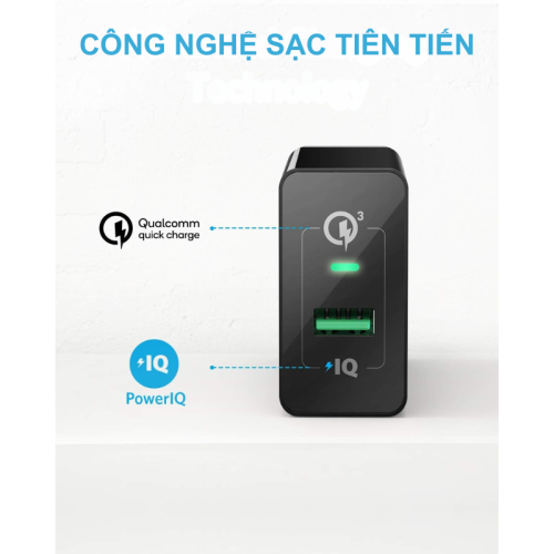 Anker A2013 - Củ sạc nhanh Anker Powerport+ 18W có đèn báo LED, chân gập nhỏ gọn - Hình ảnh 3