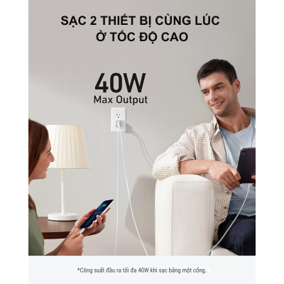 Anker A2038 - Củ sạc nhanh Anker Nano Pro 521 PD/PPS công suất 40W - <div class="css-146c3p1 r-bcqeeo r-1ttztb7 r-qvutc0 r-37j5jr r-a023e6 r-16dba41 r-1adg3ll r-1b5gpbm r-a8ghvy" dir="ltr"><span class="css-1jxf684 r-bcqeeo r-1ttztb7 r-qvutc0 r-poiln3">Anker A2038 – Củ sạc nhanh Anker Nano Pro 521 PD/PPS 40W với 2 cổng USB-C, sạc nhanh cho iPhone, iPad, MacBook Air. Công nghệ GaN giúp thiết kế siêu nhỏ gọn, hiệu suất cao. Hỗ trợ sạc đồng thời 2 thiết bị với tổng công suất 40W, tích hợp bảo vệ an toàn ActiveShield.</span></div>
