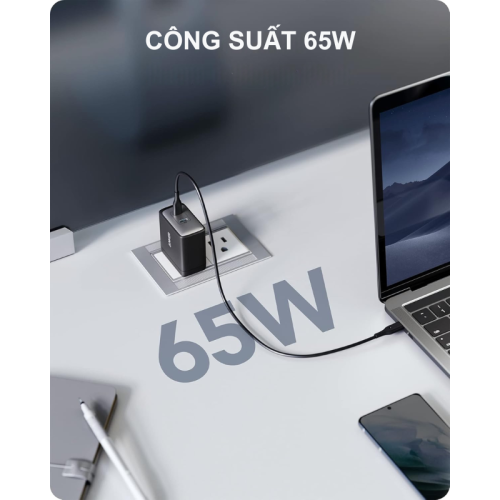 Anker A2666 - Củ Sạc Nhanh Anker PowerPort III, công suất 65W 2 cổng GaN II, PD/PPS/QC dành cho điện thoại/tablet/latop - Hình ảnh 4