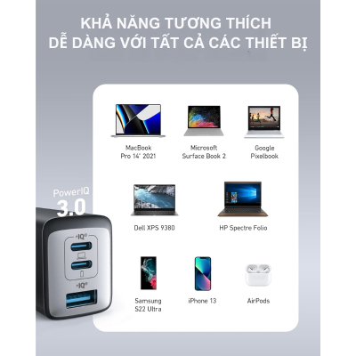 Anker A2667 - Củ sạc nhanh Anker NANO ll công suất 65w, chuẩn sạc PD/IQ 3.0 - <div class="css-146c3p1 r-bcqeeo r-1ttztb7 r-qvutc0 r-37j5jr r-a023e6 r-16dba41 r-1adg3ll r-1b5gpbm r-a8ghvy" dir="ltr"><span class="css-1jxf684 r-bcqeeo r-1ttztb7 r-qvutc0 r-poiln3">Củ sạc nhanh Anker A2667 NANO II 65W mang đến khả năng sạc mạnh mẽ với công suất tối đa 65W, hỗ trợ chuẩn Power Delivery (PD) và PowerIQ 3.0 tiên tiến. Thiết kế nhỏ gọn, tích hợp công nghệ GaN II giúp tối ưu hiệu suất và giảm kích thước. Phù hợp sạc nhanh cho điện thoại, máy tính bảng và laptop như MacBook, iPhone, Galaxy. Sản phẩm có 2 cổng USB-C và 1 cổng USB-A, đáp ứng nhu cầu sạc đa thiết bị cùng lúc.</span></div>