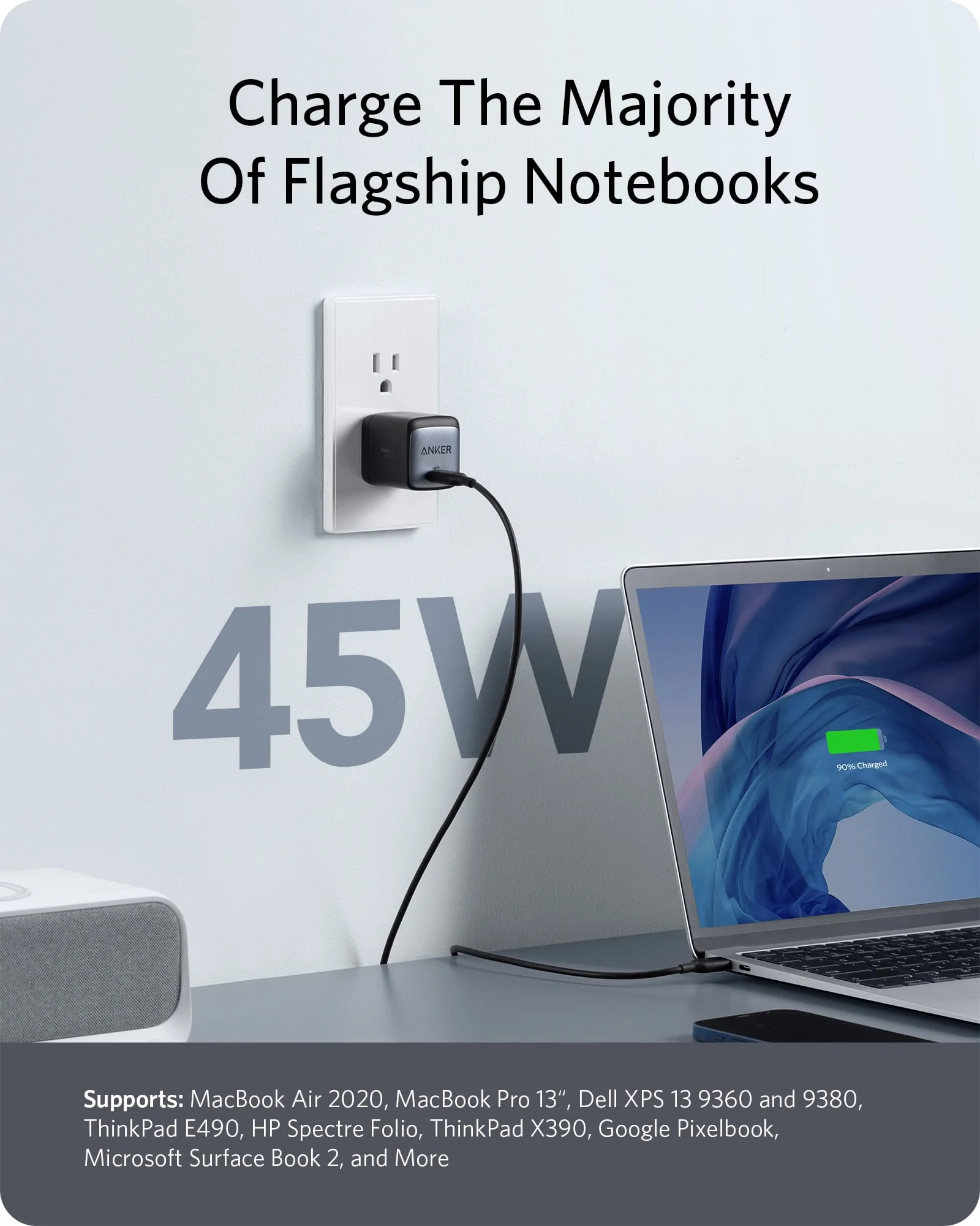 Anker A2664 - Củ sạc nhanh Anker công suất 45W, chuẩn sạc PD/PPS/QC dành cho iphone, samsung, android, laptop -
