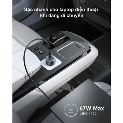 Anker A2736 - Tẩu sạc ô tô Anker 67W 3 cổng (2 usb C, 1 usb A), hỗ trợ QC 3.0, PPS - <div class="css-146c3p1 r-bcqeeo r-1ttztb7 r-qvutc0 r-37j5jr r-a023e6 r-16dba41 r-1adg3ll r-1b5gpbm r-a8ghvy" dir="ltr"><span class="css-1jxf684 r-bcqeeo r-1ttztb7 r-qvutc0 r-poiln3">Tẩu sạc ô tô Anker A2736 cung cấp công suất tối đa 67W với 3 cổng (2 USB-C, 1 USB-A), cho phép sạc đồng thời nhiều thiết bị. Hỗ trợ công nghệ Quick Charge 3.0 và PPS, sản phẩm đảm bảo sạc nhanh, hiệu quả cho điện thoại, máy tính bảng và laptop. Thiết kế nhỏ gọn, tích hợp ActiveShield 2.0, mang lại sự an toàn và tiện lợi khi sử dụng trên xe.</span></div>