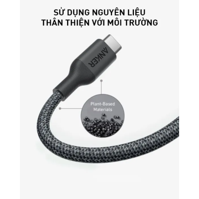 Anker A80F5 - Cáp sạc nhanh truyền dữ liệu Anker 544 Bio-Based C to C 240W bọc dù siêu bền 0.9m - <div class="css-146c3p1 r-bcqeeo r-1ttztb7 r-qvutc0 r-37j5jr r-a023e6 r-16dba41 r-1adg3ll r-1b5gpbm r-a8ghvy" dir="ltr"><span class="css-1jxf684 r-bcqeeo r-1ttztb7 r-qvutc0 r-poiln3">Cáp sạc nhanh Anker A80F5 (544 Bio-Based) hỗ trợ công suất tối đa 240W, phù hợp sạc nhanh cho nhiều thiết bị từ điện thoại đến laptop. Thiết kế bọc dù siêu bền, chịu được 20.000 lần gập, cùng vật liệu sinh học thân thiện môi trường từ ngô và mía. Độ dài 0.9m tiện lợi, truyền dữ liệu tốc độ cao 480Mbps.</span></div>