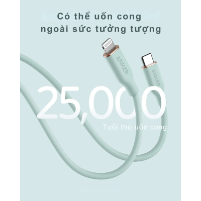 Anker A8663 - Cáp sạc nhanh Anker C to Lightning 1.8m, nhiều màu sắc, chống rối, sạc nhanh - <div class="css-146c3p1 r-bcqeeo r-1ttztb7 r-qvutc0 r-37j5jr r-a023e6 r-16dba41 r-1adg3ll r-1b5gpbm r-a8ghvy" dir="ltr"><span class="css-1jxf684 r-bcqeeo r-1ttztb7 r-qvutc0 r-poiln3">Cáp sạc nhanh Anker A8663 USB-C to Lightning 1.8m mang đến trải nghiệm sạc vượt trội với công nghệ Power Delivery. Thiết kế mềm mại, chống rối nhờ lớp vỏ silicone và graphene bền bỉ, chịu lực kéo lên đến 100kg. Đa dạng màu sắc thời trang, tương thích hoàn hảo với các thiết bị Apple. Độ bền vượt trội với hơn 25.000 lần uốn cong.</span></div>