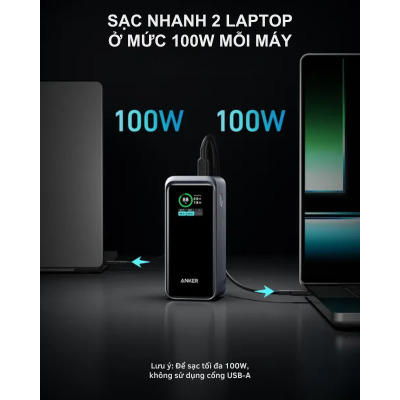 Anker A1336 - Pin sạc dự phòng Anker Prime 735 PowerCore 200W, 20.000mAh, màn hình LED - Pin sạc dự phòng Anker A1336 – Anker Prime 735 PowerCore 200W sở hữu dung lượng 20.000mAh, tích hợp màn hình LED thông minh hiển thị thông tin thời gian thực. Với tổng công suất 200W, sản phẩm hỗ trợ sạc nhanh qua 2 cổng USB-C (100W mỗi cổng) và 1 cổng USB-A (65W), đáp ứng nhu cầu sạc đồng thời nhiều thiết bị. Thiết kế nhỏ gọn, bền bỉ cùng công nghệ sạc an toàn, đây là lựa chọn lý tưởng cho người dùng hiện đại.