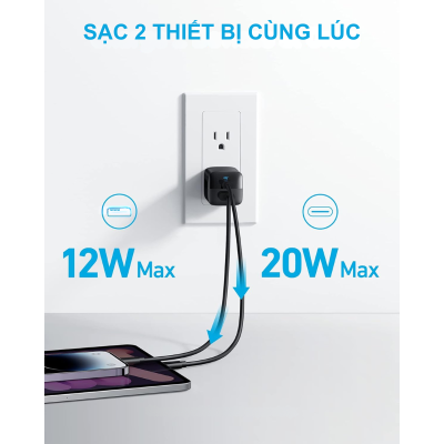 Anker A2331 - Củ sạc Anker 2 Cổng 323 33W - <div class="css-146c3p1 r-bcqeeo r-1ttztb7 r-qvutc0 r-37j5jr r-a023e6 r-16dba41 r-1adg3ll r-1b5gpbm r-a8ghvy" dir="ltr"><span class="css-1jxf684 r-bcqeeo r-1ttztb7 r-qvutc0 r-poiln3">Anker A2331 – Củ sạc Anker 2 cổng 323 33W với 1 USB-C PD và 1 USB-A, sạc nhanh cho iPhone, Samsung, iPad. Công suất tối đa 33W, thiết kế nhỏ gọn, chân gập tiện lợi. Tích hợp bảo vệ an toàn ActiveShield, lý tưởng cho người dùng cần sạc đa thiết bị.</span></div>