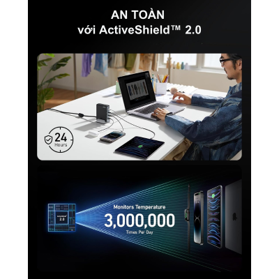 Anker A2342 - Sạc bàn Anker Prime 240W 749, sạc laptop, macbook, ipad, iP, điện thoại android - <div class="css-146c3p1 r-bcqeeo r-1ttztb7 r-qvutc0 r-37j5jr r-a023e6 r-16dba41 r-1adg3ll r-1b5gpbm r-a8ghvy" dir="ltr"><span class="css-1jxf684 r-bcqeeo r-1ttztb7 r-qvutc0 r-poiln3">Anker A2342 – Sạc bàn Anker Prime 240W 749 với 4 cổng (3 USB-C, 1 USB-A), sạc nhanh cho laptop, MacBook, iPad, iPhone, điện thoại Android. Công suất tối đa 240W, hỗ trợ công nghệ GaNPrime, sạc đồng thời 4 thiết bị. Tích hợp ActiveShield 2.0 đảm bảo an toàn, thiết kế nhỏ gọn, tiện lợi.</span></div>