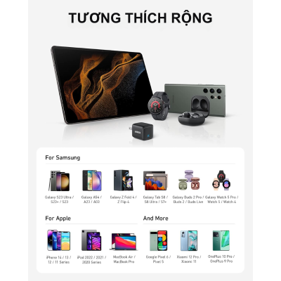 Anker A2643 - Củ sạc nhanh Anker 45W PPS 2.0 PD QC 3.0 - <div class="css-146c3p1 r-bcqeeo r-1ttztb7 r-qvutc0 r-37j5jr r-a023e6 r-16dba41 r-1adg3ll r-1b5gpbm r-a8ghvy" dir="ltr"><span class="css-1jxf684 r-bcqeeo r-1ttztb7 r-qvutc0 r-poiln3">Anker A2643 – Củ sạc nhanh 45W hỗ trợ PPS 2.0, PD, QC 3.0, sạc nhanh Galaxy, iPhone, iPad, MacBook Air. Thiết kế nhỏ gọn, chân gập tiện lợi, tích hợp ActiveShield bảo vệ an toàn. Lý tưởng cho người dùng cần sạc đa thiết bị khi di chuyển.</span></div>