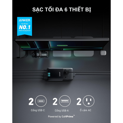 Anker A9128 - Ổ cắm điện sạc nhanh Anker Prime 140W 6-in-1 USB C Charging Station tích smart display - <div class="css-146c3p1 r-bcqeeo r-1ttztb7 r-qvutc0 r-37j5jr r-a023e6 r-16dba41 r-1adg3ll r-1b5gpbm r-a8ghvy" dir="ltr"><span class="css-1jxf684 r-bcqeeo r-1ttztb7 r-qvutc0 r-poiln3">Ổ cắm điện sạc nhanh Anker Prime 140W 6-in-1 USB C Charging Station (A9128) tích hợp 2 ổ AC, 2 cổng USB-C, 2 cổng USB-A, công suất tối đa 140W. Màn hình thông minh hiển thị trạng thái sạc, công nghệ GaNPrime sạc nhanh, dây nguồn 1.5m tháo rời. Gọn nhẹ, an toàn, lý tưởng cho công việc và du lịch.</span></div>