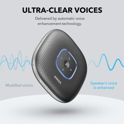 Anker A3310 - Loa Hội Nghị Bluetooth Anker PowerConf - <ul> <li>Model: Anker A3310</li> <li>Phù hợp không gian: 8 người</li> <li>Tương thích với dịch vụ hội nghị trực tuyến hàng đầu như: Skype, Google Hangout, Facetime, Zoom, WebEx, GotoMeeting và Chromebox,...</li> <li>6 Micro</li> <li>Kết nối: Bluetooth, USB</li> <li>Mic: 16kHz HD Voice</li> <li>Dung lượng: 6700mAh</li> <li>Thời gian hoạt động liên tục: 24 giờ</li> <li>App: AnkerWork</li> </ul>