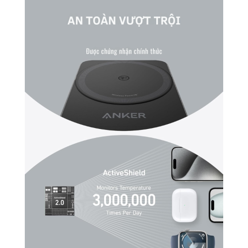 Anker A2557 - Đế sạc không dây 3in1 Anker MagGo 15W,  kèm theo củ sạc USB-C 40W A2918 - Hình ảnh 6