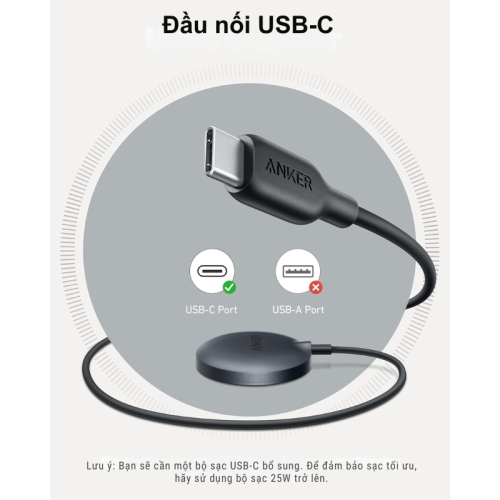 Anker A25M0 - Đế sạc không dây Anker MagGo 15W Ultra-Fasst Qi2, dây dài 1m5, cổng sạc type C - Hình ảnh 4