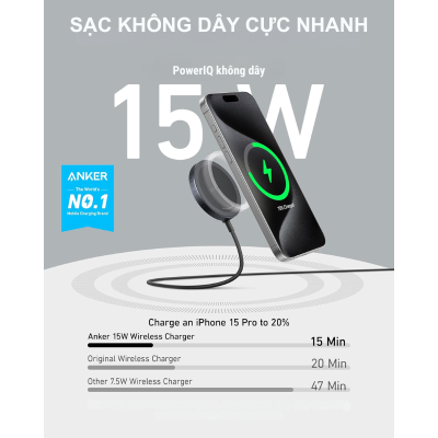 Anker A25M0 - Đế sạc không dây Anker MagGo 15W Ultra-Fasst Qi2, dây dài 1m5, cổng sạc type C - <div class="css-146c3p1 r-bcqeeo r-1ttztb7 r-qvutc0 r-37j5jr r-a023e6 r-16dba41 r-1adg3ll r-1b5gpbm r-a8ghvy" dir="ltr"><span class="css-1jxf684 r-bcqeeo r-1ttztb7 r-qvutc0 r-poiln3">Anker A25M0 – Đế sạc không dây Anker MagGo 15W Ultra-Fast Qi2 với dây dài 1m5, cổng Type-C, sạc nhanh iPhone, AirPods. Công nghệ MagSafe giúp căn chỉnh chính xác, sạc hiệu quả. Thiết kế nhỏ gọn, tích hợp ActiveShield 2.0 đảm bảo an toàn, lý tưởng cho người dùng Apple.</span></div>
