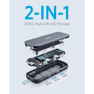 Anker A8347 - Hub chuyển đổi Anker USB C kiêm ổ cứng di động SSD 256Gb 4 in 1 có HDMI 4K, PD 100W, 2 Usb A - <div class="css-146c3p1 r-bcqeeo r-1ttztb7 r-qvutc0 r-37j5jr r-a023e6 r-16dba41 r-1adg3ll r-1b5gpbm r-a8ghvy" dir="ltr"><span class="css-1jxf684 r-bcqeeo r-1ttztb7 r-qvutc0 r-poiln3">Anker A8347 là hub chuyển đổi USB-C đa năng tích hợp ổ SSD 256GB, mang đến giải pháp lưu trữ và kết nối tiện lợi. Sản phẩm hỗ trợ HDMI 4K, cổng PD 100W và 2 cổng USB-A, đáp ứng nhu cầu làm việc, giải trí và sạc nhanh. Với tốc độ truyền dữ liệu lên đến 400 MB/s, đây là lựa chọn lý tưởng cho người dùng hiện đại. Thiết kế nhỏ gọn, bền bỉ, phù hợp với MacBook, iPad Pro và nhiều thiết bị khác.</span></div>