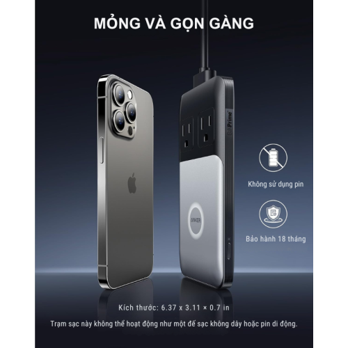 Anker A9126 - Trạm sạc nhanh để bàn Anker 727 GaNPrime 100W, 2 Type C, 2 USB A, 2 AC, LED báo hiệu kèm dây dài 1.5m - Hình ảnh 5