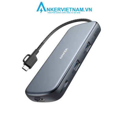 Anker A8347 - Hub chuyển đổi Anker USB C kiêm ổ cứng di động SSD 256Gb 4 in 1 có HDMI 4K, PD 100W, 2 Usb A