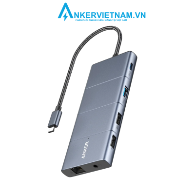 Anker A8388 - Bộ chuyển đổi Hub Anker 565 USB-C (11 in 1) PD 100w, 4K@60Hz, 3 cổng USB-A, cổng LAN, 3.5mm, microSD, 10Gbps