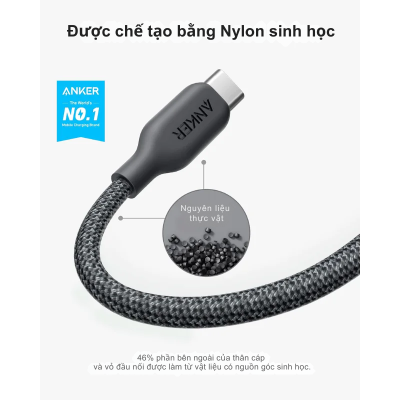 Anker A80E6 - Cáp sạc nhanh Anker C-C 240W 1.8m bọc dù Bio-Braided Fast Charge Cable - <div class="css-146c3p1 r-bcqeeo r-1ttztb7 r-qvutc0 r-37j5jr r-a023e6 r-16dba41 r-1adg3ll r-1b5gpbm r-a8ghvy" dir="ltr"><span class="css-1jxf684 r-bcqeeo r-1ttztb7 r-qvutc0 r-poiln3">Cáp sạc nhanh Anker A80E6 USB-C to USB-C (1.8m, 240W) mang đến hiệu suất vượt trội với công suất sạc tối đa 240W, phù hợp cho mọi thiết bị USB-C. Lớp vỏ bọc dù Bio-Braided từ vật liệu sinh học không chỉ bền bỉ mà còn thân thiện với môi trường. Với chiều dài 1.8m tiện lợi, sản phẩm đảm bảo sạc nhanh và độ bền cao, đáp ứng nhu cầu sử dụng hiện đại.</span></div>