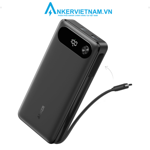 Anker A1383 - Pin dự phòng Anker dung lượng 20000mah, tích hợp sẵn cáp Type C, công suất 87W dành cho IP15 và Laptop