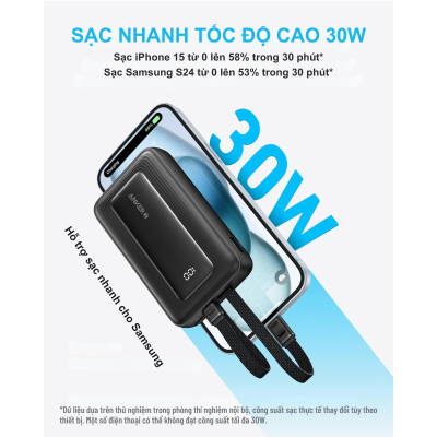 Anker A1680 - Pin dự phòng Anker Zolo 10000mah tích hợp dây cáp Type C 30W và Lightning 27W - <div class="css-146c3p1 r-bcqeeo r-1ttztb7 r-qvutc0 r-37j5jr r-a023e6 r-16dba41 r-1adg3ll r-1b5gpbm r-a8ghvy" dir="ltr"><span class="css-1jxf684 r-bcqeeo r-1ttztb7 r-qvutc0 r-poiln3">Pin dự phòng Anker A1680 Zolo 10000mAh là giải pháp sạc tiện lợi với cáp Type-C 30W và Lightning 27W tích hợp sẵn. Thiết kế nhỏ gọn, trọng lượng chỉ 217g, dễ dàng mang theo mọi lúc mọi nơi. Hỗ trợ sạc nhanh, sạc iPhone đầy 60% trong 30 phút, tiết kiệm thời gian tối đa. Được chứng nhận MFi từ Apple, đảm bảo an toàn và tương thích vượt trội.</span></div>