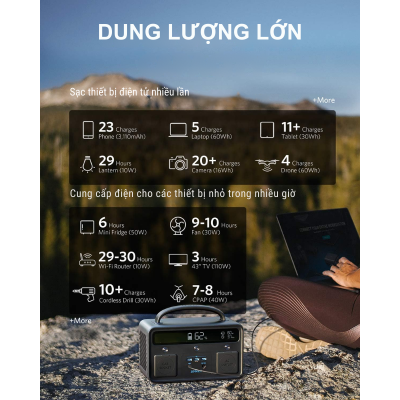 Anker A1730 - Trạm Sạc Anker PowerHouse 2 400/388.8Wh 300W - <div class="css-146c3p1 r-bcqeeo r-1ttztb7 r-qvutc0 r-37j5jr r-a023e6 r-16dba41 r-1adg3ll r-1b5gpbm r-a8ghvy" dir="ltr"><span class="css-1jxf684 r-bcqeeo r-1ttztb7 r-qvutc0 r-poiln3">Trạm sạc Anker PowerHouse II 400 (A1730) dung lượng 388.8Wh, công suất 300W, tích hợp 8 cổng sạc đa năng gồm AC, USB-C 60W, USB-A, và DC. Sạc nhanh PowerIQ 3.0, hỗ trợ năng lượng mặt trời, pin 10 giờ. Nhỏ gọn, bền bỉ, có đèn LED, lý tưởng cho cắm trại, du lịch và tình huống khẩn cấp.</span></div>