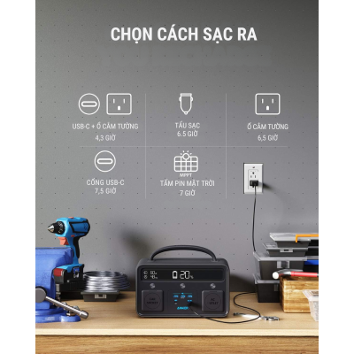 Anker A1730 - Trạm Sạc Anker PowerHouse 2 400/388.8Wh 300W - <div class="css-146c3p1 r-bcqeeo r-1ttztb7 r-qvutc0 r-37j5jr r-a023e6 r-16dba41 r-1adg3ll r-1b5gpbm r-a8ghvy" dir="ltr"><span class="css-1jxf684 r-bcqeeo r-1ttztb7 r-qvutc0 r-poiln3">Trạm sạc Anker PowerHouse II 400 (A1730) dung lượng 388.8Wh, công suất 300W, tích hợp 8 cổng sạc đa năng gồm AC, USB-C 60W, USB-A, và DC. Sạc nhanh PowerIQ 3.0, hỗ trợ năng lượng mặt trời, pin 10 giờ. Nhỏ gọn, bền bỉ, có đèn LED, lý tưởng cho cắm trại, du lịch và tình huống khẩn cấp.</span></div>