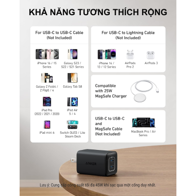 Anker A2039 - Củ sạc nhanh Anker 47W PPS PD Nano 3, GaN 2 - <div class="css-146c3p1 r-bcqeeo r-1ttztb7 r-qvutc0 r-37j5jr r-a023e6 r-16dba41 r-1adg3ll r-1b5gpbm r-a8ghvy" dir="ltr"><span class="css-1jxf684 r-bcqeeo r-1ttztb7 r-qvutc0 r-poiln3">Anker A2039 – Củ sạc nhanh 47W PPS/PD Nano 3, GaN II, với 2 cổng USB-C, sạc nhanh cho iPhone, iPad, MacBook. Công nghệ GaN II giúp thiết kế nhỏ gọn, hiệu suất cao, tản nhiệt tốt. Sạc đồng thời 2 thiết bị với tổng công suất 47W, tích hợp bảo vệ an toàn ActiveShield 2.0.</span></div>