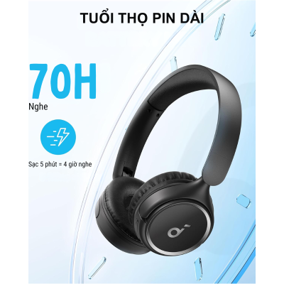 Anker A3012 - Tai nghe không dây chụp tai soundcore H30i | Hỗ trợ app | Pin khủng | Bluetooth 5.3 - <div class="css-146c3p1 r-bcqeeo r-1ttztb7 r-qvutc0 r-37j5jr r-a023e6 r-16dba41 r-1adg3ll r-1b5gpbm r-a8ghvy" dir="ltr"><span class="css-1jxf684 r-bcqeeo r-1ttztb7 r-qvutc0 r-poiln3">Tai nghe không dây chụp tai Anker A3012 Soundcore H30i mang đến âm thanh bass mạnh mẽ với driver 40mm, kết nối Bluetooth 5.3 ổn định và thời lượng pin lên đến 70 giờ. Hỗ trợ ứng dụng Soundcore để tùy chỉnh EQ, thiết kế gập gọn nhẹ chỉ 183g. Sạc nhanh 5 phút cho 4 giờ sử dụng, lý tưởng cho người dùng năng động.</span></div>