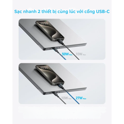 Anker A8895 - Cáp sạc nhanh Anker 2 in 1 USB C to USB C 140W - Cáp sạc nhanh Anker A8895 2 trong 1 USB-C to USB-C mang đến giải pháp sạc tiện lợi với công suất tối đa 140W. Thiết kế độc đáo kết hợp hai cáp USB-C thành một, lý tưởng để sạc đồng thời hai thiết bị. Với độ bền cao và khả năng truyền dữ liệu 480Mbps, đây là lựa chọn hoàn hảo cho du lịch hoặc công việc.