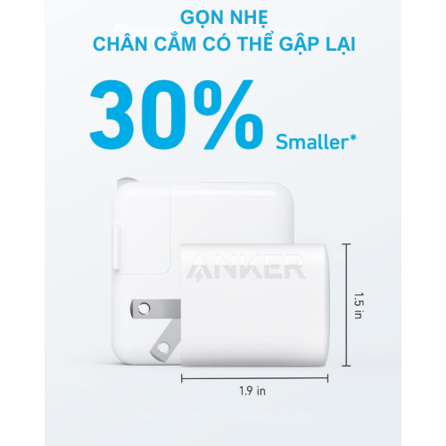 Bộ củ cáp sạc nhanh Anker 312 B2640 30W, kèm Cáp C to C dài 0.9m - Hình ảnh 4