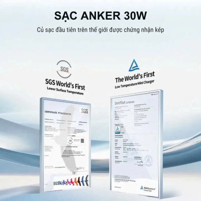 Củ sạc nhanh Anker Zolo A2698 30W 1 cổng USB-C - <div class="css-146c3p1 r-bcqeeo r-1ttztb7 r-qvutc0 r-37j5jr r-a023e6 r-16dba41 r-1adg3ll r-1b5gpbm r-a8ghvy" dir="ltr"><span class="css-1jxf684 r-bcqeeo r-1ttztb7 r-qvutc0 r-poiln3">Củ sạc nhanh Anker Zolo A2698 30W 1 cổng USB-C hỗ trợ PowerIQ 3.0, Power Delivery (PD) và Quick Charge, sạc nhanh iPhone 15 lên 50% trong 26 phút. Thiết kế nhỏ gọn, chân gập tiện lợi, dễ mang theo. Đảm bảo an toàn với hệ thống bảo vệ toàn diện, phù hợp cho nhiều thiết bị USB-C.</span></div>