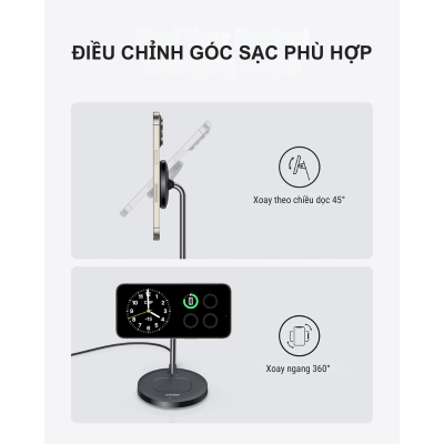 Đế sạc không dây Anker MagGo Qi2 A2544 2 trong 1, công suất 15w - <div class="css-146c3p1 r-bcqeeo r-1ttztb7 r-qvutc0 r-37j5jr r-a023e6 r-16dba41 r-1adg3ll r-1b5gpbm r-a8ghvy" dir="ltr"><span class="css-1jxf684 r-bcqeeo r-1ttztb7 r-qvutc0 r-poiln3">Đế sạc không dây Anker MagGo Qi2 A2544 2 trong 1 mang đến trải nghiệm sạc nhanh 15W tiện lợi cho iPhone và AirPods. Với công nghệ Qi2 và tương thích MagSafe, sản phẩm đảm bảo sạc an toàn, hiệu quả. Thiết kế xoay linh hoạt 360° ngang và 45° dọc cùng đèn LED kép giúp dễ dàng theo dõi trạng thái sạc.</span></div>