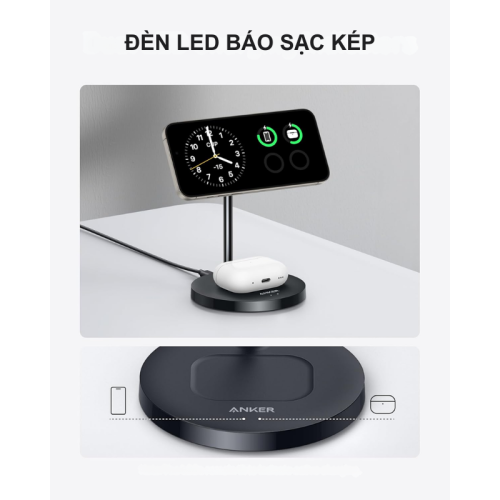 Đế sạc không dây Anker MagGo Qi2 A2544 2 trong 1, công suất 15w - Hình ảnh 4