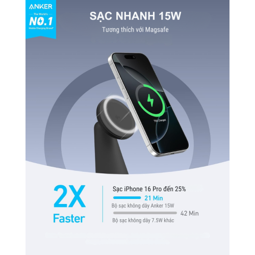 Đế sạc không dây Anker Qi2 A25M7 công suất 15w - Hình ảnh 2