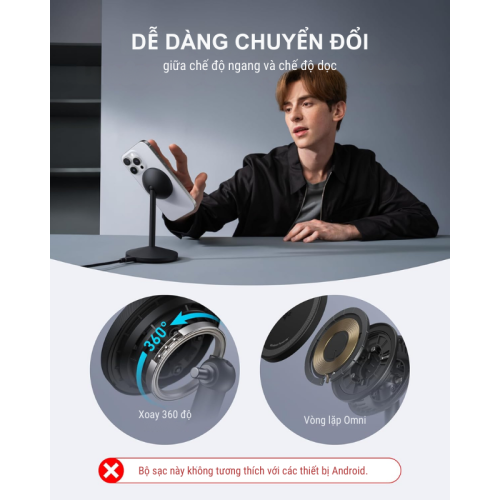 Đế sạc không dây Anker Qi2 A25X1, công suất 15W - Hình ảnh 4