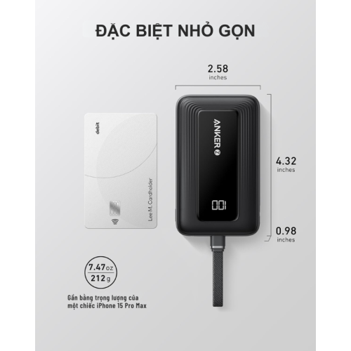Pin Dự Phòng Anker Zolo 30W 10000mAh A1688 Tích Hợp Cáp Type C - Hình ảnh 5