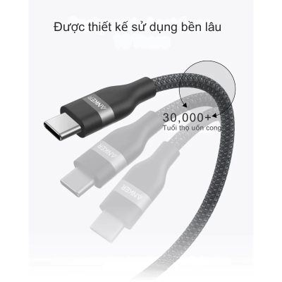 Cáp sạc nhanh Anker 240W Type C to C A82E3 bện dù chắc chắn, mẫu 2024, nhiều màu sắc - Cáp sạc nhanh Anker 240W Type C to C A82E3 là lựa chọn hoàn hảo cho nhu cầu sạc siêu tốc và bền bỉ. Với thiết kế bện dù chắc chắn từ nylon tái chế, cáp hỗ trợ công suất lên đến 240W, sạc MacBook Pro 16" đến 50% trong 28 phút. Đa dạng màu sắc thời thượng, sản phẩm không chỉ mạnh mẽ mà còn thân thiện với môi trường nhờ bao bì không nhựa. Độ bền vượt trội với hơn 30.000 lần uốn cong, đảm bảo sử dụng lâu dài.