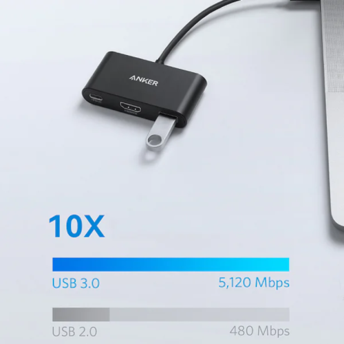 Anker A8339 – Hub 3 trong 1 USB-A 3.0, HDMI và USB Type-C hỗ trợ sạc PD - Hình ảnh 2
