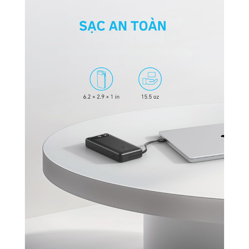 Anker A1383 - Pin dự phòng Anker dung lượng 20000mah, tích hợp sẵn cáp Type C, công suất 87W dành cho IP15 và Laptop - <div class="css-146c3p1 r-bcqeeo r-1ttztb7 r-qvutc0 r-37j5jr r-a023e6 r-16dba41 r-1adg3ll r-1b5gpbm r-a8ghvy" dir="ltr"><span class="css-1jxf684 r-bcqeeo r-1ttztb7 r-qvutc0 r-poiln3">Pin sạc dự phòng Anker A1383 với dung lượng 20.000mAh và công suất 87W, tích hợp cáp USB-C bền bỉ, là lựa chọn lý tưởng cho iPhone 15 và laptop. Hỗ trợ sạc nhanh 65W cho một thiết bị hoặc phân bổ 87W khi sạc ba thiết bị cùng lúc. Nhỏ gọn, tiện lợi, sản phẩm mang đến nguồn năng lượng mạnh mẽ mọi lúc, mọi nơi.</span></div>