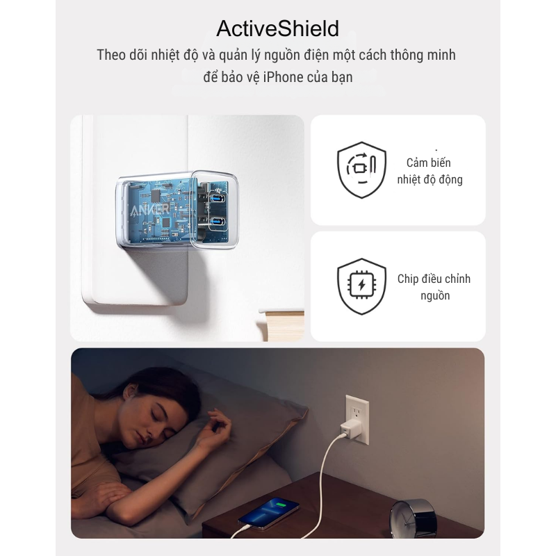 Anker A2038 - Củ sạc nhanh Anker Nano Pro 521 PD/PPS công suất 40W - <div class="css-146c3p1 r-bcqeeo r-1ttztb7 r-qvutc0 r-37j5jr r-a023e6 r-16dba41 r-1adg3ll r-1b5gpbm r-a8ghvy" dir="ltr"><span class="css-1jxf684 r-bcqeeo r-1ttztb7 r-qvutc0 r-poiln3">Anker A2038 – Củ sạc nhanh Anker Nano Pro 521 PD/PPS 40W với 2 cổng USB-C, sạc nhanh cho iPhone, iPad, MacBook Air. Công nghệ GaN giúp thiết kế siêu nhỏ gọn, hiệu suất cao. Hỗ trợ sạc đồng thời 2 thiết bị với tổng công suất 40W, tích hợp bảo vệ an toàn ActiveShield.</span></div>