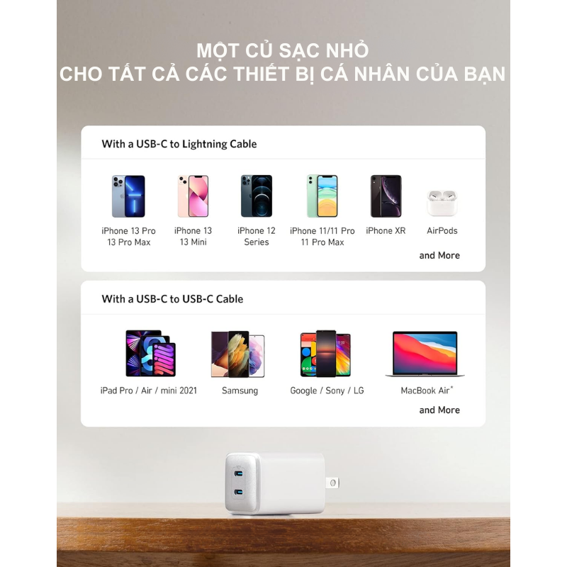 Anker A2038 - Củ sạc nhanh Anker Nano Pro 521 PD/PPS công suất 40W - <div class="css-146c3p1 r-bcqeeo r-1ttztb7 r-qvutc0 r-37j5jr r-a023e6 r-16dba41 r-1adg3ll r-1b5gpbm r-a8ghvy" dir="ltr"><span class="css-1jxf684 r-bcqeeo r-1ttztb7 r-qvutc0 r-poiln3">Anker A2038 – Củ sạc nhanh Anker Nano Pro 521 PD/PPS 40W với 2 cổng USB-C, sạc nhanh cho iPhone, iPad, MacBook Air. Công nghệ GaN giúp thiết kế siêu nhỏ gọn, hiệu suất cao. Hỗ trợ sạc đồng thời 2 thiết bị với tổng công suất 40W, tích hợp bảo vệ an toàn ActiveShield.</span></div>