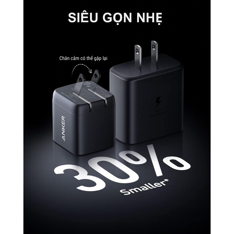 Anker A2643 - Củ sạc nhanh Anker 45W PPS 2.0 PD QC 3.0 - <div class="css-146c3p1 r-bcqeeo r-1ttztb7 r-qvutc0 r-37j5jr r-a023e6 r-16dba41 r-1adg3ll r-1b5gpbm r-a8ghvy" dir="ltr"><span class="css-1jxf684 r-bcqeeo r-1ttztb7 r-qvutc0 r-poiln3">Anker A2643 – Củ sạc nhanh 45W hỗ trợ PPS 2.0, PD, QC 3.0, sạc nhanh Galaxy, iPhone, iPad, MacBook Air. Thiết kế nhỏ gọn, chân gập tiện lợi, tích hợp ActiveShield bảo vệ an toàn. Lý tưởng cho người dùng cần sạc đa thiết bị khi di chuyển.</span></div>