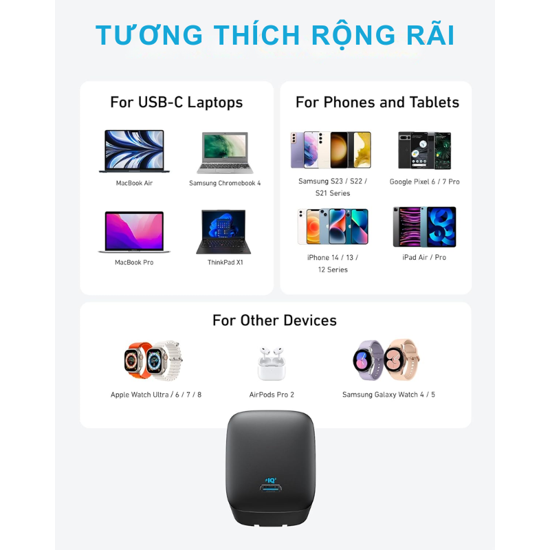 Anker A2671 - Củ sạc nhanh Anker 316 67W hỗ trợ PD PPS QC 4.0 - <div class="css-146c3p1 r-bcqeeo r-1ttztb7 r-qvutc0 r-37j5jr r-a023e6 r-16dba41 r-1adg3ll r-1b5gpbm r-a8ghvy" dir="ltr"><span class="css-1jxf684 r-bcqeeo r-1ttztb7 r-qvutc0 r-poiln3">Củ sạc nhanh Anker A2671 (316 Charger) sở hữu công suất 67W, hỗ trợ các chuẩn sạc tiên tiến như PD, PPS và QC 4.0, mang đến tốc độ sạc vượt trội cho điện thoại, máy tính bảng và laptop. Thiết kế nhỏ gọn với chân gập tiện lợi, phù hợp để mang theo mọi lúc mọi nơi. Sản phẩm tích hợp một cổng USB-C mạnh mẽ, đáp ứng nhu cầu sạc nhanh tối ưu.</span></div>