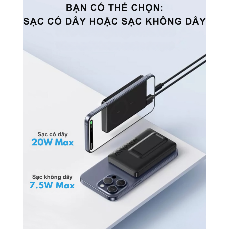 Anker A1652 - Pin dự phòng từ tính Anker Maggo, dung lượng 10000mah, hỗ trợ PD 20W - <div class="css-146c3p1 r-bcqeeo r-1ttztb7 r-qvutc0 r-37j5jr r-a023e6 r-16dba41 r-1adg3ll r-1b5gpbm r-a8ghvy" dir="ltr"><span class="css-1jxf684 r-bcqeeo r-1ttztb7 r-qvutc0 r-poiln3">Anker A1652 – Pin dự phòng từ tính MagGo dung lượng 10.000mAh, hỗ trợ sạc nhanh PD 20W và sạc không dây 7.5W. Thiết kế nhỏ gọn, tích hợp chân đế tiện lợi, phù hợp cho iPhone 12/13/14/15 series. Kết nối từ tính mạnh mẽ, đảm bảo sạc ổn định mọi lúc mọi nơi.</span></div>