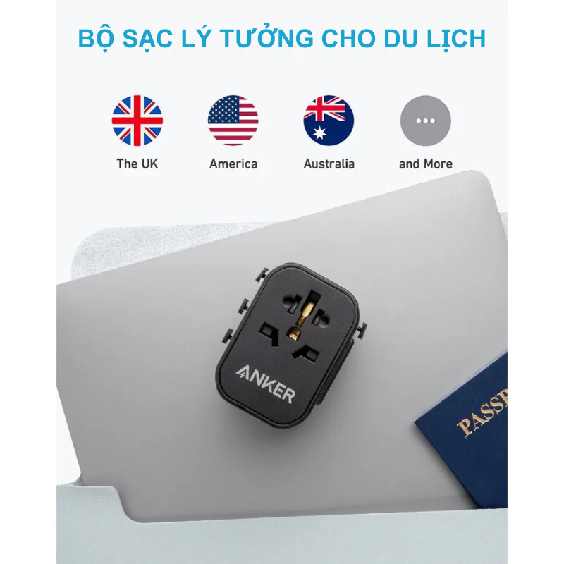 Anker A9212 - Ổ cắm du lịch Anker 30W sạc nhanh PD, AC 2500W - <div class="css-146c3p1 r-bcqeeo r-1ttztb7 r-qvutc0 r-37j5jr r-a023e6 r-16dba41 r-1adg3ll r-1b5gpbm r-a8ghvy" dir="ltr"><span class="css-1jxf684 r-bcqeeo r-1ttztb7 r-qvutc0 r-poiln3">Ổ cắm du lịch Anker A9212 tích hợp sạc nhanh 30W Power Delivery qua USB-C và ổ AC 2500W, hỗ trợ sạc tối đa 4 thiết bị cùng lúc với 1 AC, 2 USB-A và 1 USB-C. Thiết kế nhỏ gọn, tương thích đa quốc gia (UK, EU, US), lý tưởng cho du lịch. Đảm bảo an toàn với hệ thống bảo vệ 6 điểm.</span></div>