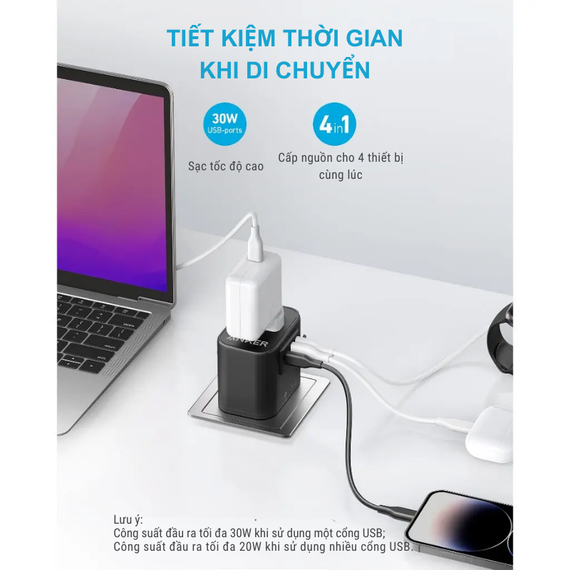 Anker A9212 - Ổ cắm du lịch Anker 30W sạc nhanh PD, AC 2500W - <div class="css-146c3p1 r-bcqeeo r-1ttztb7 r-qvutc0 r-37j5jr r-a023e6 r-16dba41 r-1adg3ll r-1b5gpbm r-a8ghvy" dir="ltr"><span class="css-1jxf684 r-bcqeeo r-1ttztb7 r-qvutc0 r-poiln3">Ổ cắm du lịch Anker A9212 tích hợp sạc nhanh 30W Power Delivery qua USB-C và ổ AC 2500W, hỗ trợ sạc tối đa 4 thiết bị cùng lúc với 1 AC, 2 USB-A và 1 USB-C. Thiết kế nhỏ gọn, tương thích đa quốc gia (UK, EU, US), lý tưởng cho du lịch. Đảm bảo an toàn với hệ thống bảo vệ 6 điểm.</span></div>