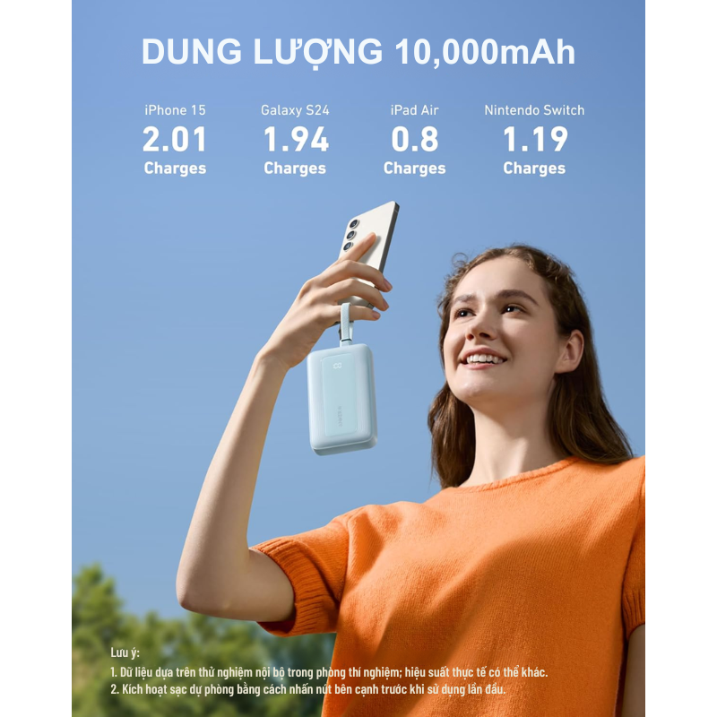 Anker A1680 - Pin dự phòng Anker Zolo 10000mah tích hợp dây cáp Type C 30W và Lightning 27W - <div class="css-146c3p1 r-bcqeeo r-1ttztb7 r-qvutc0 r-37j5jr r-a023e6 r-16dba41 r-1adg3ll r-1b5gpbm r-a8ghvy" dir="ltr"><span class="css-1jxf684 r-bcqeeo r-1ttztb7 r-qvutc0 r-poiln3">Pin dự phòng Anker A1680 Zolo 10000mAh là giải pháp sạc tiện lợi với cáp Type-C 30W và Lightning 27W tích hợp sẵn. Thiết kế nhỏ gọn, trọng lượng chỉ 217g, dễ dàng mang theo mọi lúc mọi nơi. Hỗ trợ sạc nhanh, sạc iPhone đầy 60% trong 30 phút, tiết kiệm thời gian tối đa. Được chứng nhận MFi từ Apple, đảm bảo an toàn và tương thích vượt trội.</span></div>