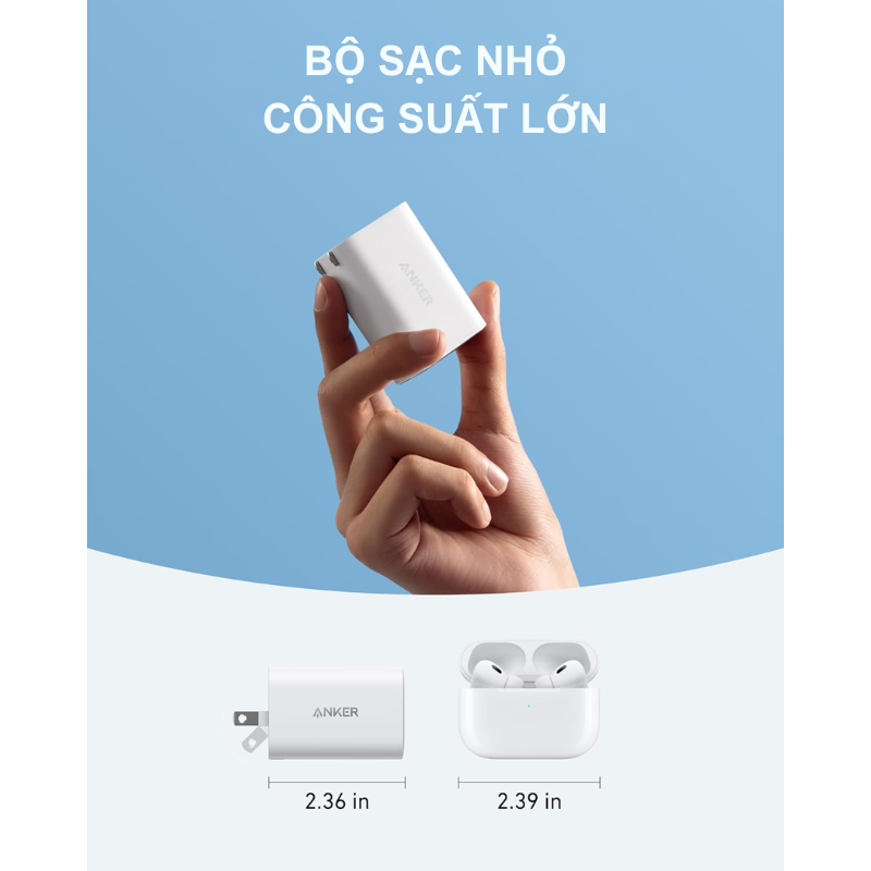 Bộ sạc 100W kèm cáp Anker B2679 sạc nhanh điện thoại, laptop - Bộ sạc nhanh Anker B2679 100W kèm cáp USB-C mang đến công suất sạc mạnh mẽ, sạc nhanh điện thoại và laptop như MacBook Pro 14" lên 50% trong 27 phút. Thiết kế siêu nhỏ gọn, chân gập tiện lợi, tích hợp ActiveShield™ 2.0 đảm bảo an toàn. Cáp USB-C dài đi kèm hỗ trợ truyền tải năng lượng tối ưu.